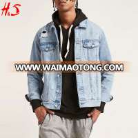 OEM Custom Wholesale Fashion Plain Bomber Denim Jacket Men